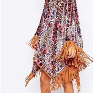 Jaded London Velvet Poncho Cape Festival Coat